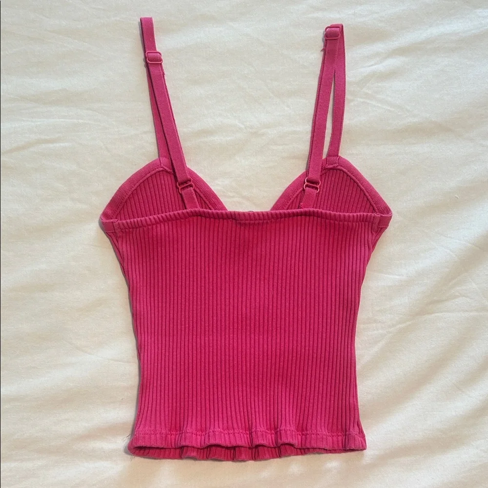 Pink Ribbed Women's Top - Picture 2 of 3